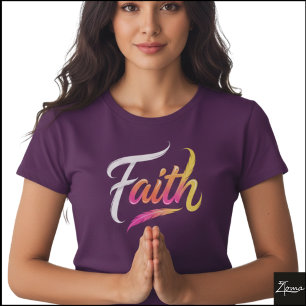 Camiseta Palavra Fé Neon Glossy Roteiro Pena