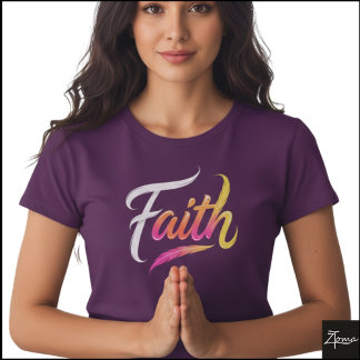 Camiseta Palavra Fé Neon Glossy Roteiro Pena