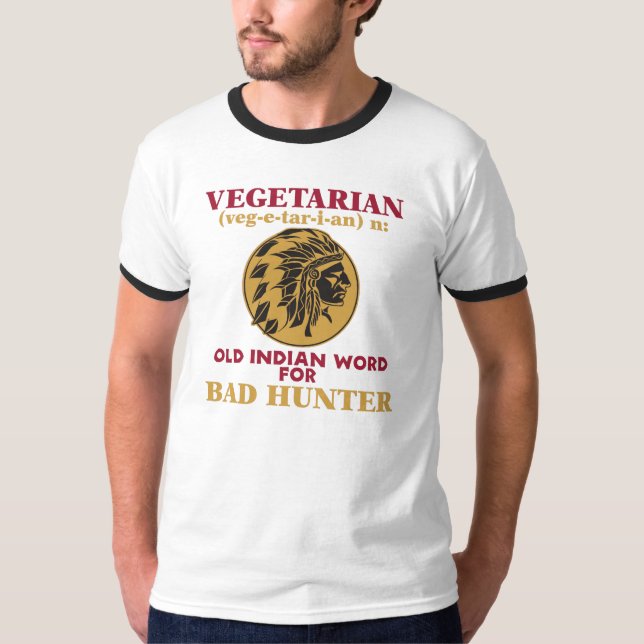 Camiseta Palavra indiana velha do vegetariano para o (Frente)