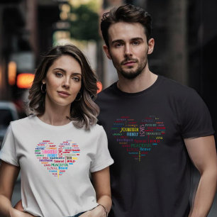 Camiseta Palavra Personalizada Cardíaco Arte adicione suas 