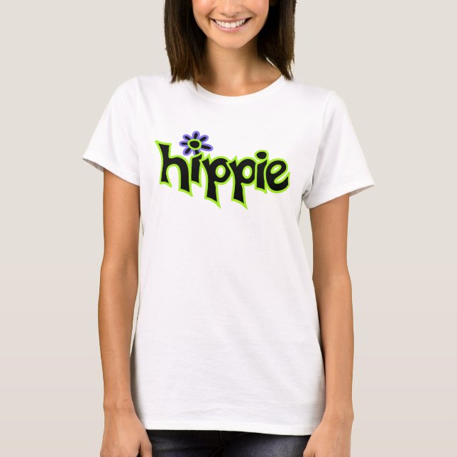 Camiseta Palavra Preta Gráfica Colorida Hippie Dizendo (Frente)