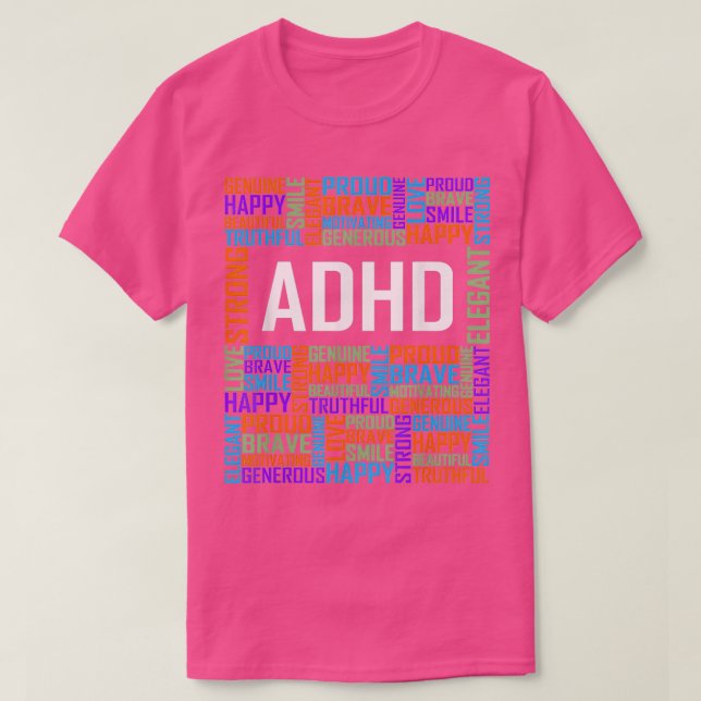 Camiseta Palavras ADHD suportam presentes no Natal (Frente do Design)