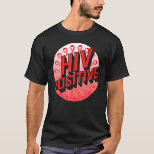 Camiseta Palavras Aids Dias HIV Positivo Fita de Sensibiliz