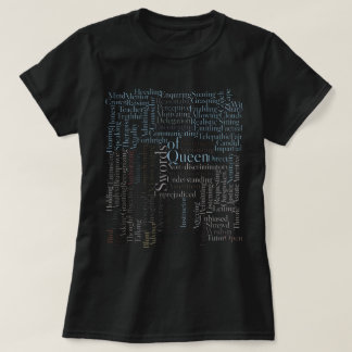 Camiseta Palavras-chave do Cartão Tarot da Rainha das Espad