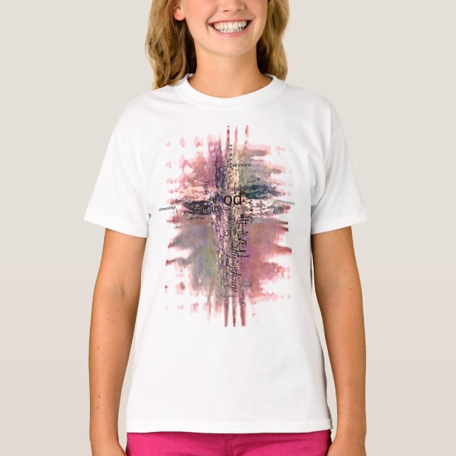 Camiseta Palavras Cristãs Grunge cruzam (Frente)