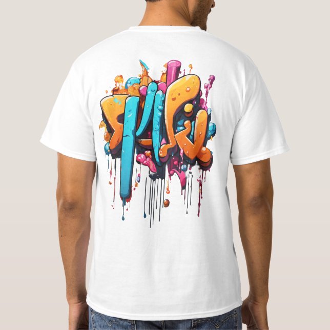 Camiseta Palavras de "arte tipográfica", arte de grafite (Verso)