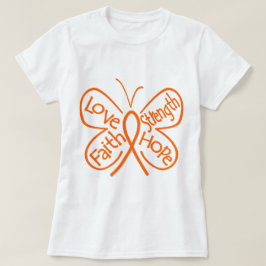 Camiseta Palavras de inspiração da borboleta da leucemia