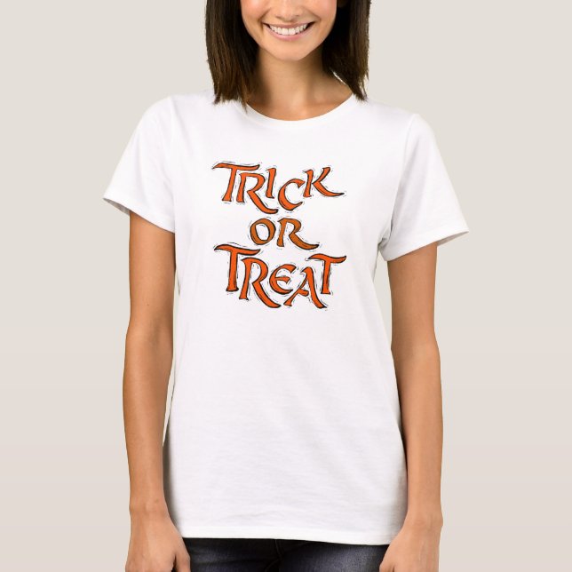 Camiseta Palavras de Truque ou Tratamento de Halloween (Frente)