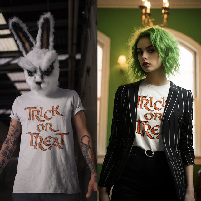 Camiseta Palavras de Truque ou Tratamento de Halloween Unis (Halloween Trick or Treat Words Unisex T-Shirt)