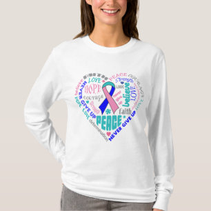Camiseta Palavras do coração do câncer de tiróide