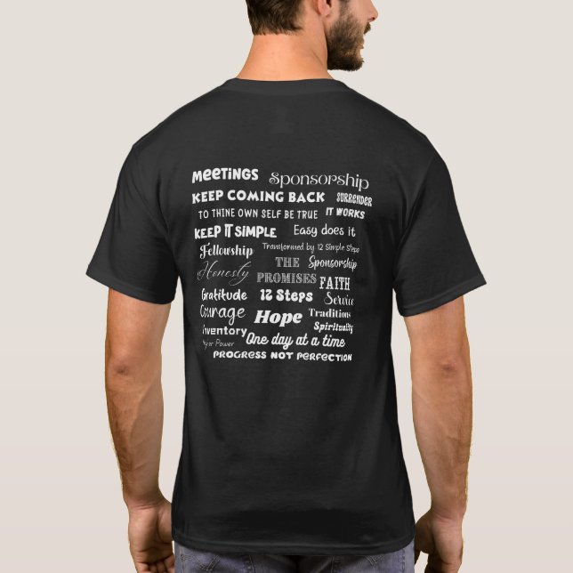 Camiseta Palavras e Slogans de Recuperação em 12 Passos (Verso)