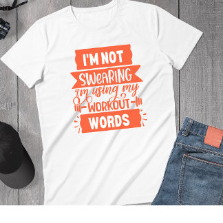 Camiseta Palavras Engraçadas de Workout Laranja Gym