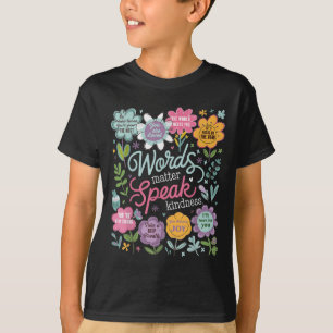 Camiseta Palavras Falam Gentileza Insracional Floral Positi