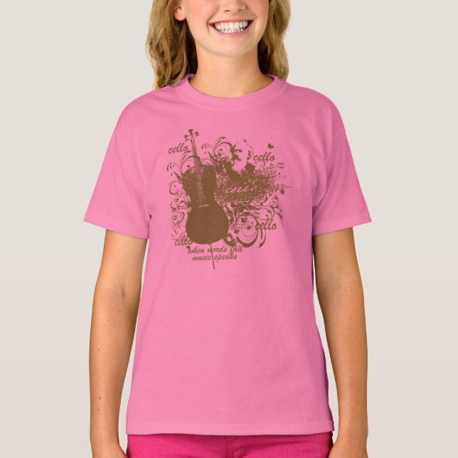 Camiseta Palavras Falham Música Fala Cello Músico (Frente)