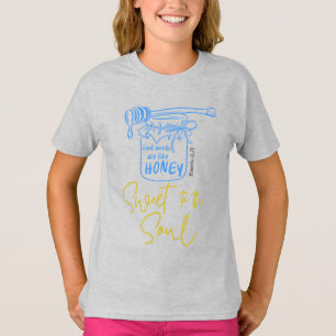 Camiseta Palavras Gentis São Como Mel Desenhado à Mão Crist