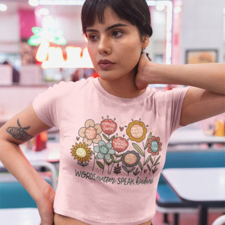 Camiseta Palavras importam gentileza Citação com Boho Flora