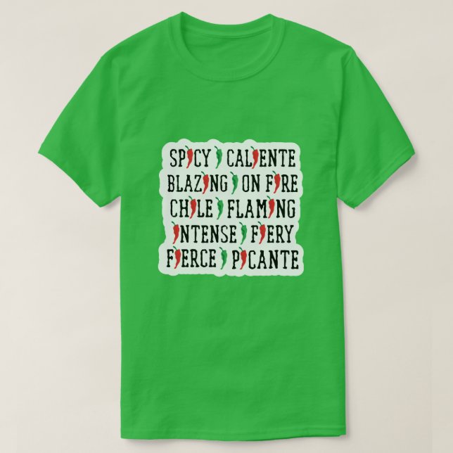 Camiseta Palavras picantes Design de pimenta no Chile (Frente do Design)