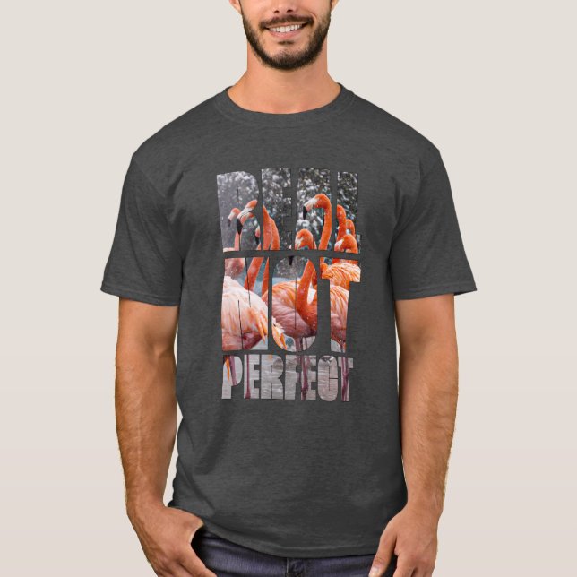 Camiseta Palavras Tropicais Flamingo Não Perfeitas (Frente)