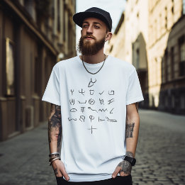 Camiseta Paleo Hebraico Típica de Alfabeto Desenhada