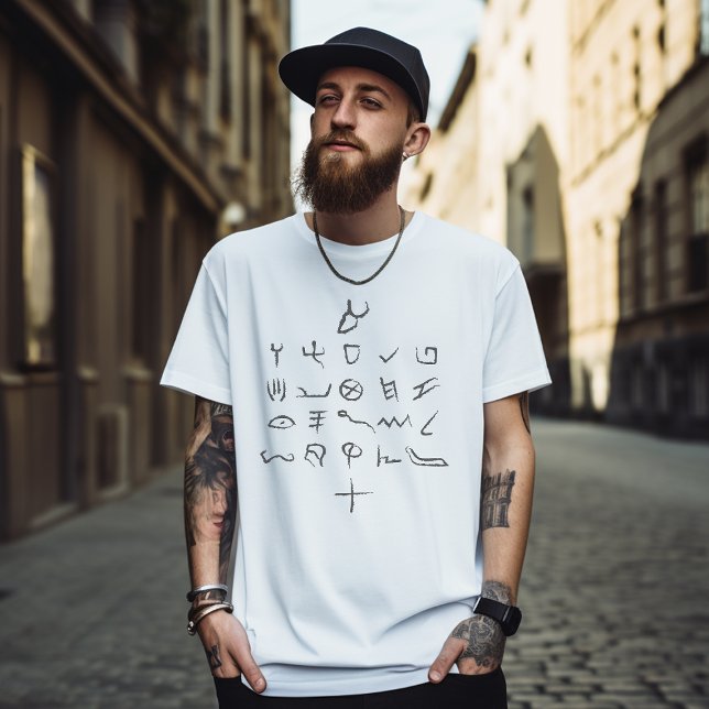 Camiseta Paleo Hebraico Típica de Alfabeto Desenhada (Paleo Hebrew Alphabet Typography Hand Drawn T-Shirt)