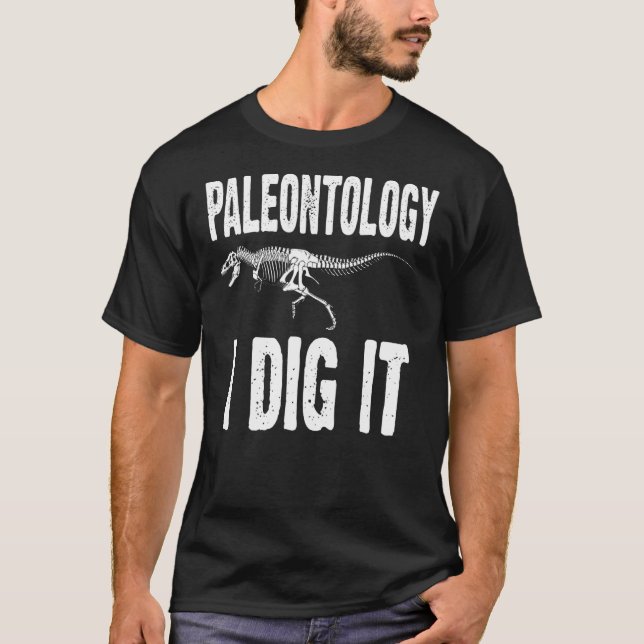 Camiseta Paleontologia Eu O Canto Fóssil Frio Engraçado Cen (Frente)