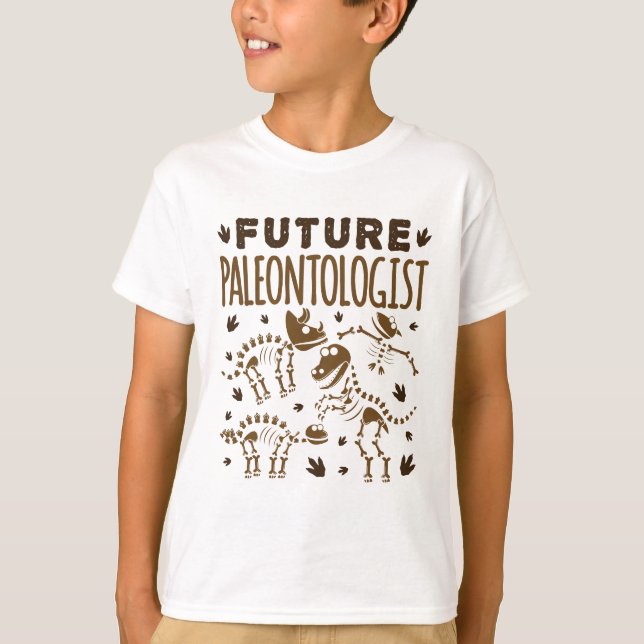 Camiseta Paleontólogo do Futuro Ossos do Dinossauro (Frente)