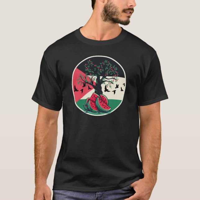 Camiseta palestina cultura palestina melancia oliveira (Frente)