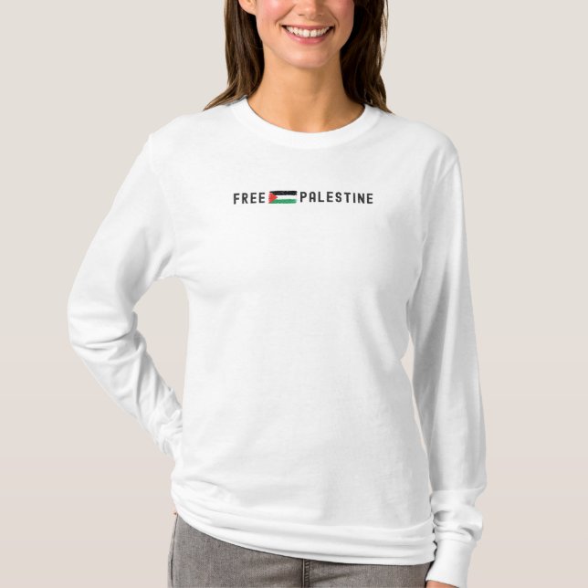 Camiseta PALESTINA GRATUITA para mangas brancas (Frente)