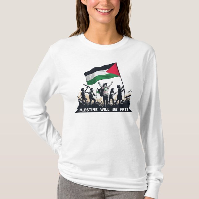 Camiseta palestina liberta, Palestina, bandeira Palestina (Frente)