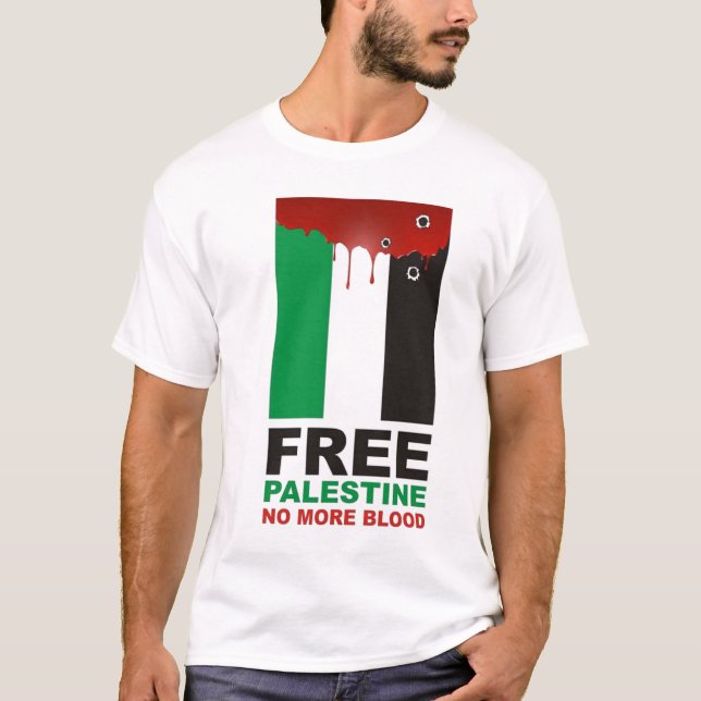 Camiseta Palestina livre não mais sangue (Frente)