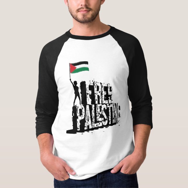 Camiseta Palestina livre, Palestina, bandeira da Palestina, (Frente)