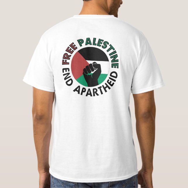 Camiseta Palestina Livre Termina Apartheid Bandeira Palesti (Verso)