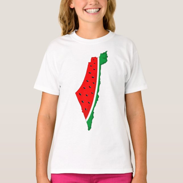 Camiseta Palestina - Mapa Watermelon - Símbolo da liberdade (Frente)