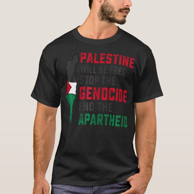 Camiseta Palestina Será Liberdade Para Acabar Com O Genocíd (Frente)