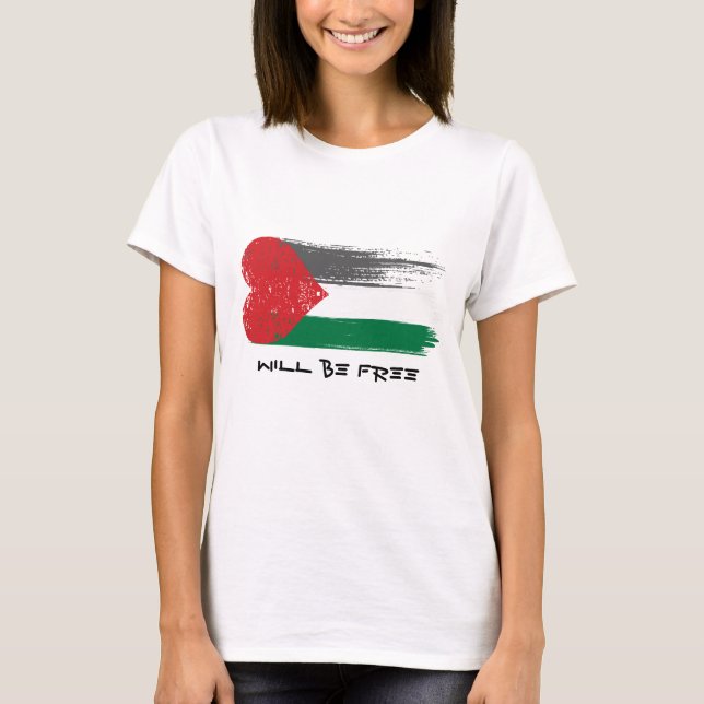 Camiseta Palestina será T-Shirt livre - Design de bandeira  (Frente)