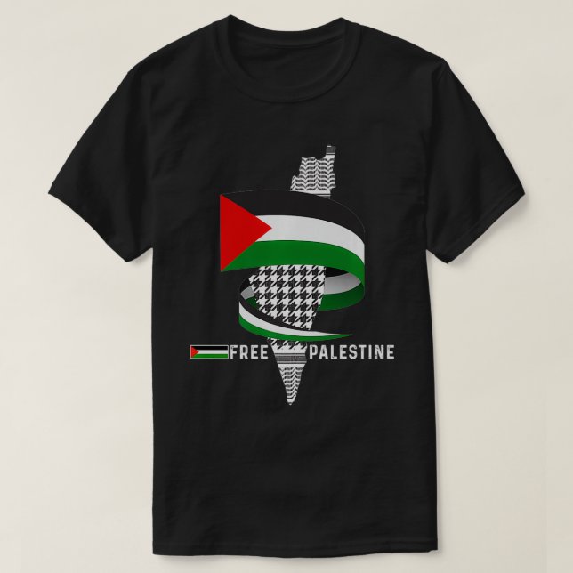 Camiseta Palestina Sinalizador Palestina Mapa Livre da Pale (Frente do Design)