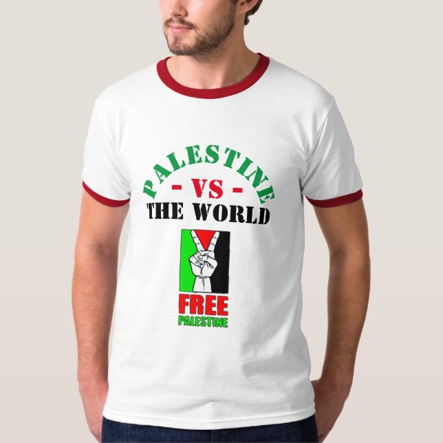Camiseta Palestina Vs O Mundo. T-Shirt Livre Palestina (Frente)