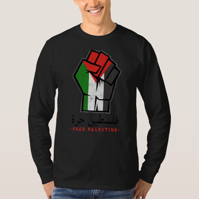 Camiseta Palestine  Palestine Flag Arabic Calligraphy  Free (Frente)