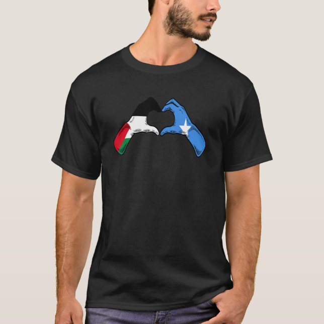 Camiseta Palestine Somalia Flag   Palestinian Somalian Hear (Frente)
