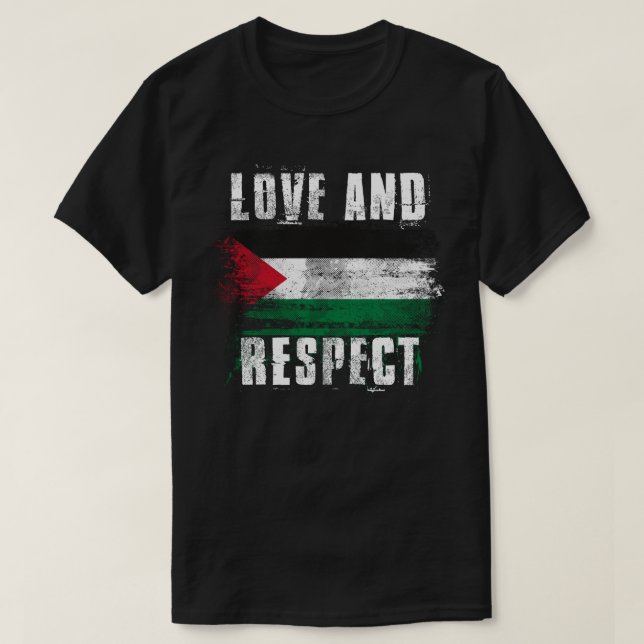 Camiseta Palestino da bandeira de Palestina do amor e   do (Frente do Design)