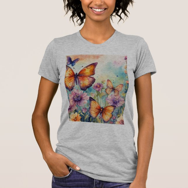 Camiseta Paleta da Natureza: Watercolor Butterfly T-Shirt** (Frente)
