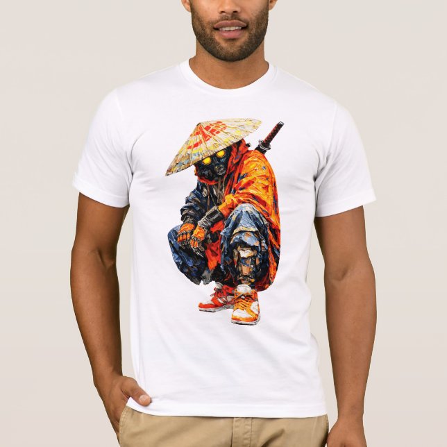 Camiseta Paleta de Ciber Samurai Laranja (Frente)