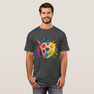 Camiseta Paleta de Cores do Coração, Pintura de Arte