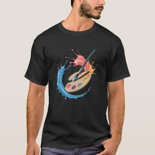 Camiseta Paleta de Tinta e Pincéis Professor de Arte Artist