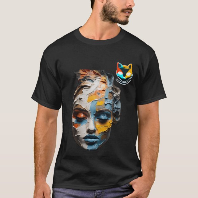 Camiseta Paleta Faca Arte Acrílica - Design de Textura Negr (Frente)