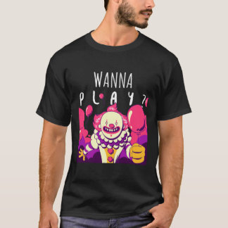 Camiseta Palhaço Assustador Engraçado _#34_Wanna Play_#34_