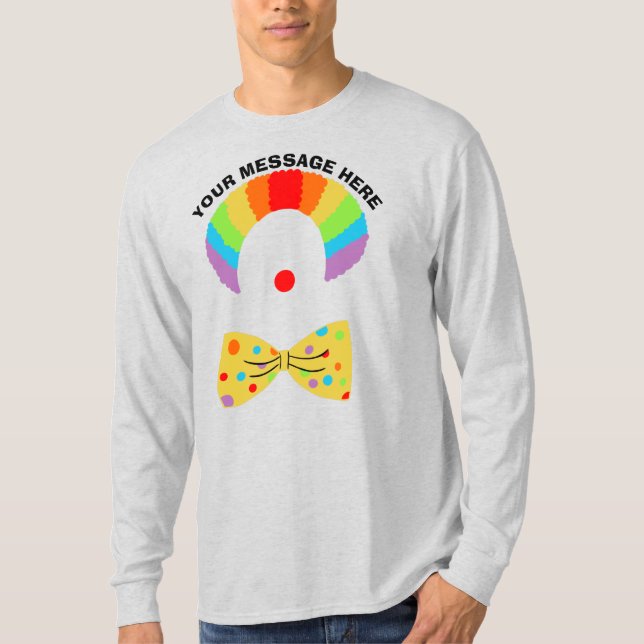 Camiseta Palhaço com Gráfico Personalizado do Rainbow Wig (Frente)