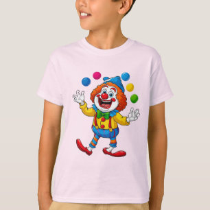 Camiseta Palhaço Divertido Saltando Com Bolas Brilhantes