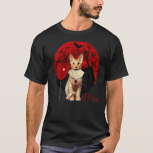 Camiseta Palhaço Gato Kitten Assustador Fantasia de Hallowe