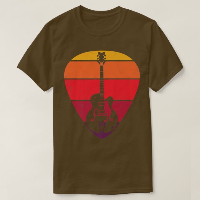 Camiseta Palheta de Violão Elétrica Retro (Frente do Design)
